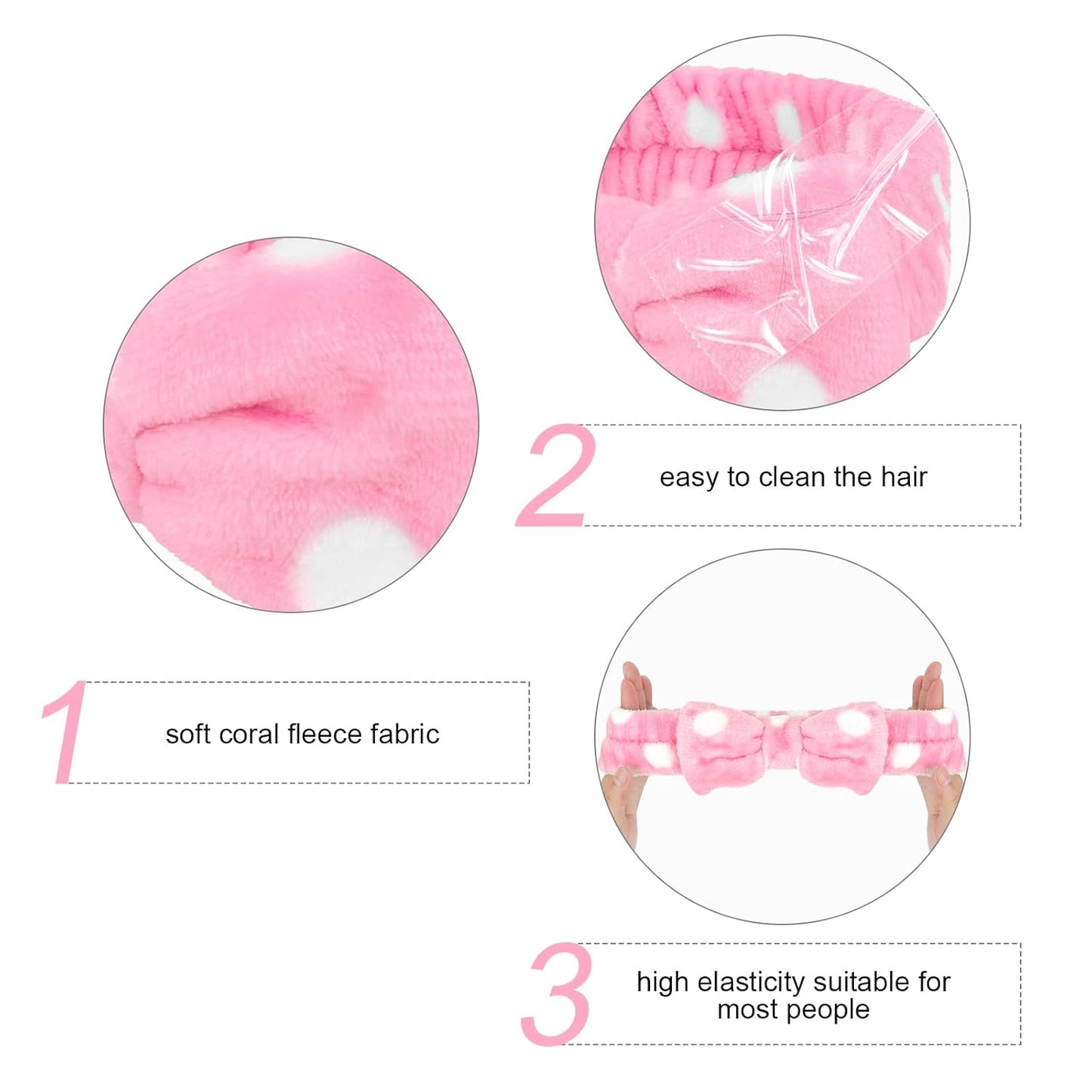 Semato 8 Pcs Pink Spa Headband with Dot Bachelorette Party Favor Set Skincare Headband for Women Gifts Party Supplies (pink dot)