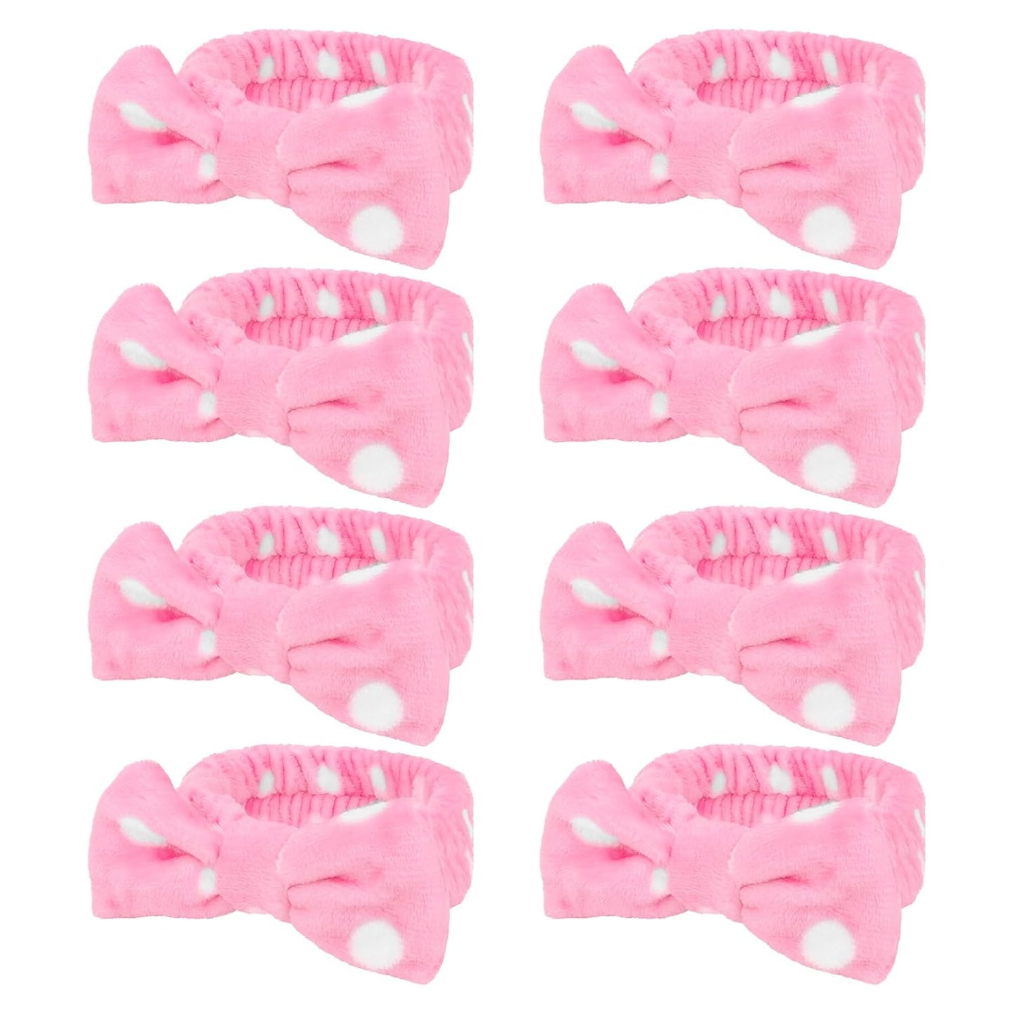 Semato 8 Pcs Pink Spa Headband with Dot Bachelorette Party Favor Set Skincare Headband for Women Gifts Party Supplies (pink dot)